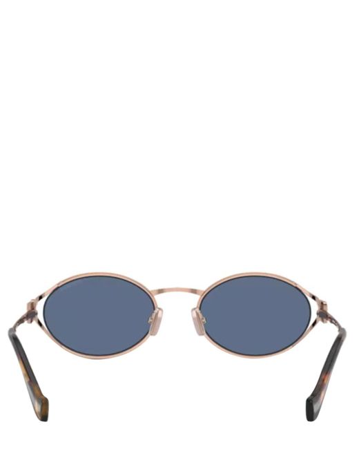 Miu Miu Blue Mu 52ys Round-frame Branded-arm Metal Sunglasses