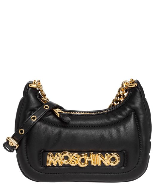 Moschino Leather Hobo Bag in Black | Lyst