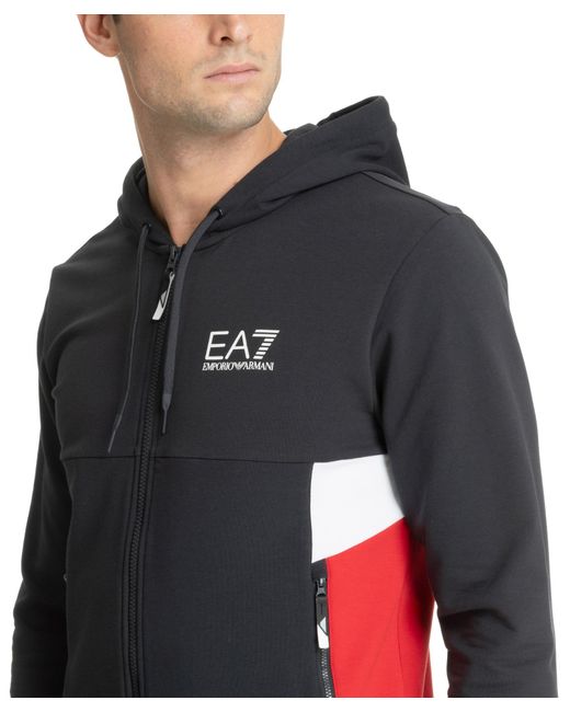 EA7 Black Hoodie for men