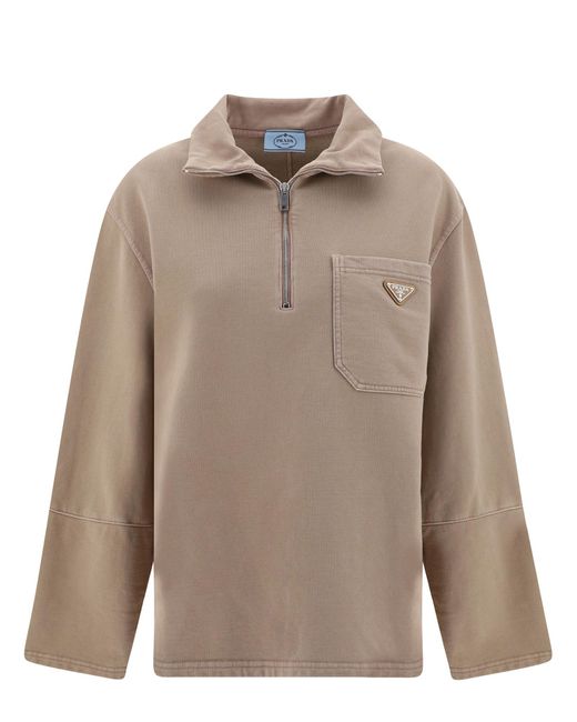 Prada Brown Zip-up Sweatshirt