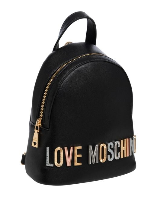 Love Moschino Black Rhinestone Logo Backpack