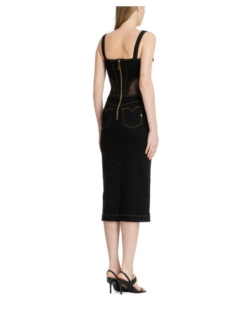 Versace Black Baroque Midi Dress