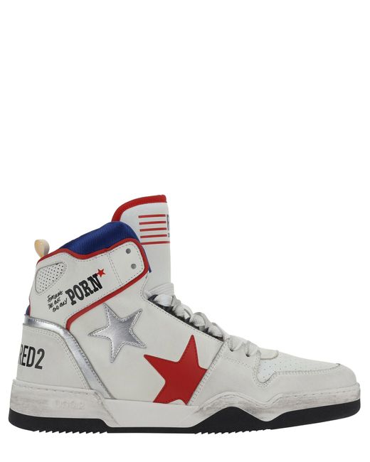 DSquared² White Rocco Spiker High-top Sneakers for men