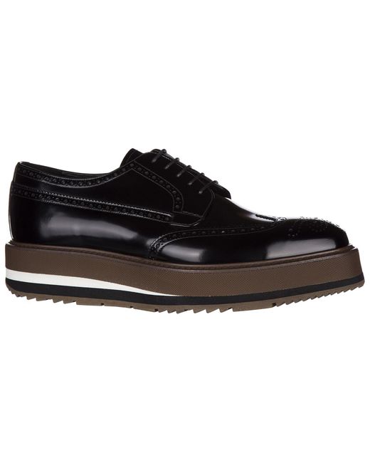 Prada Classic Leather Lace Up Laced Formal Shoes in Black for Men - Lyst
