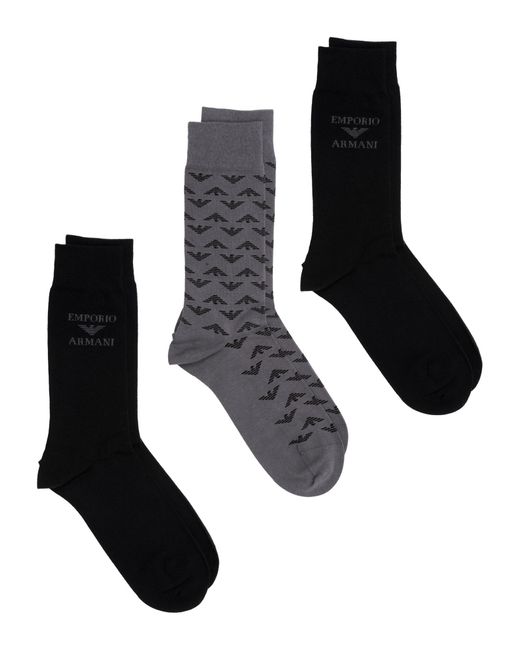 Emporio Armani Black Cotton Socks for men