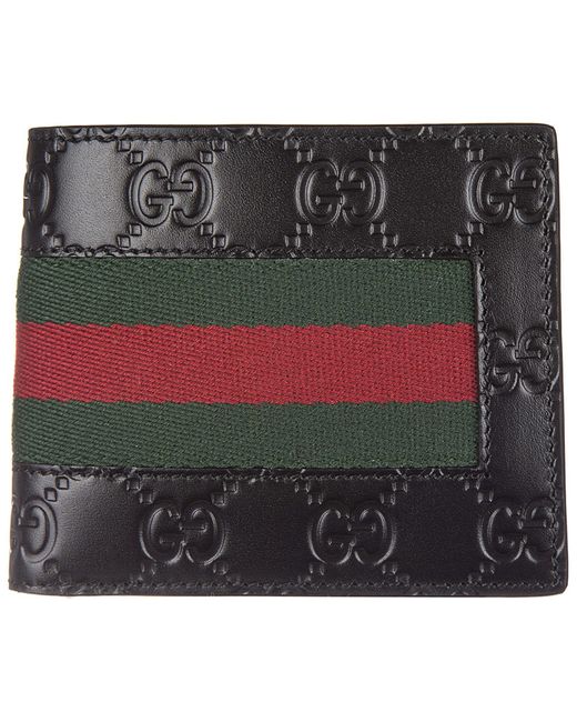 Gucci Black Men's Genuine Leather Wallet Credit Card Bifold Signature for men