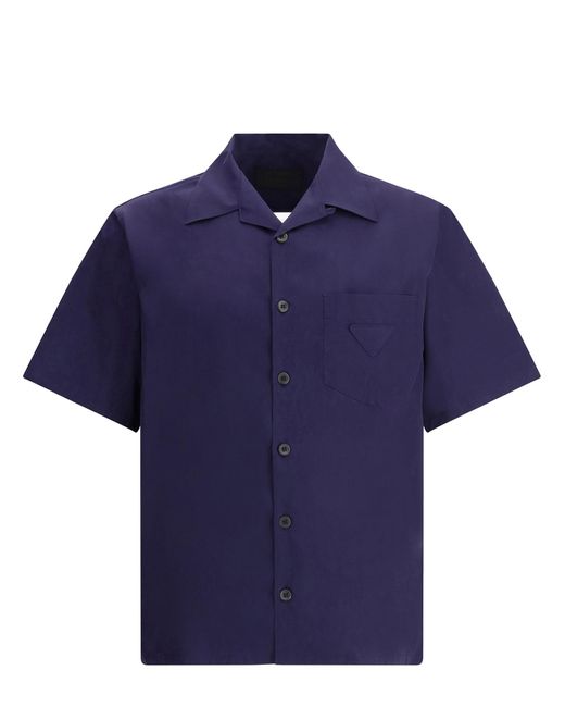 Camicia maniche corte di Prada in Blue da Uomo