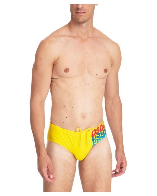 DSquared² Yellow Swim Briefs for men