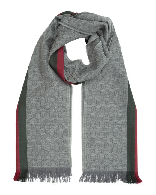 Gucci Gray Wool Wool Scarf for men
