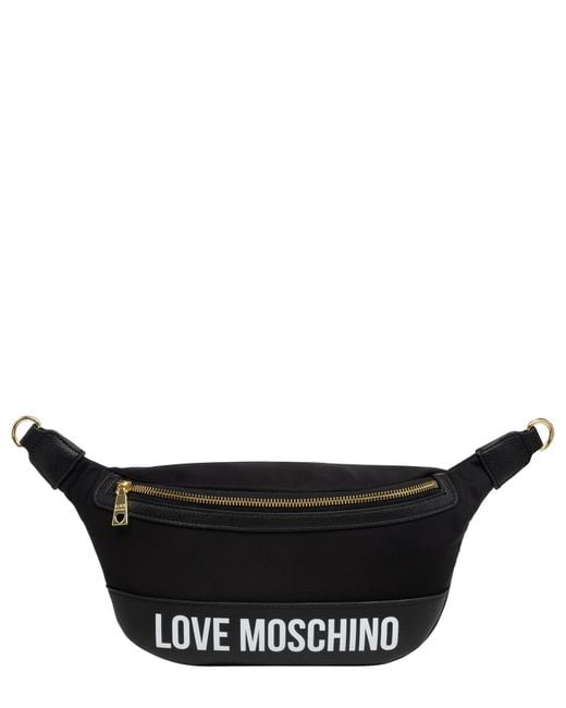 Love Moschino Black Logo Print Belt Bag