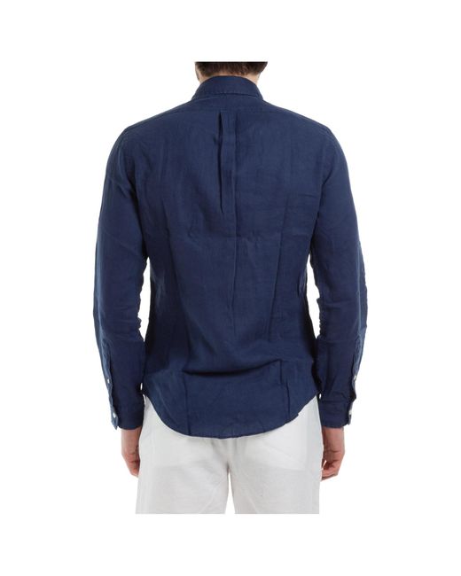 Polo Ralph Lauren Linen Men's Long Sleeve Shirt Dress Shirt in Blue for ...
