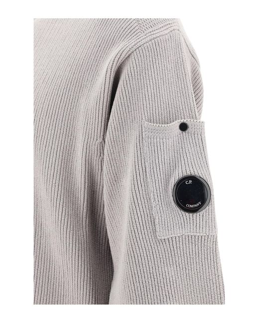 C P Company Gray Chenille Sweater for men