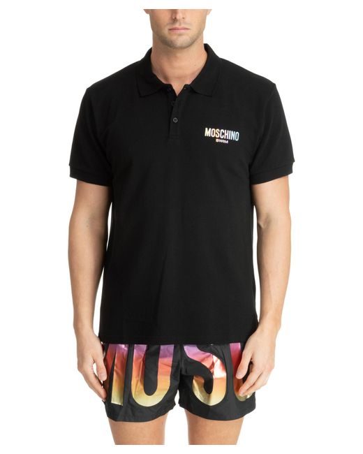 Moschino Black Swim Polo Shirt for men