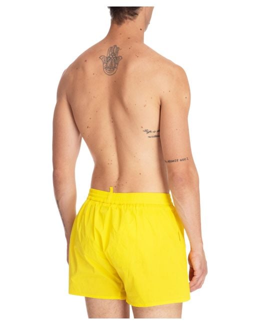 DSquared² Yellow Swim Shorts for men