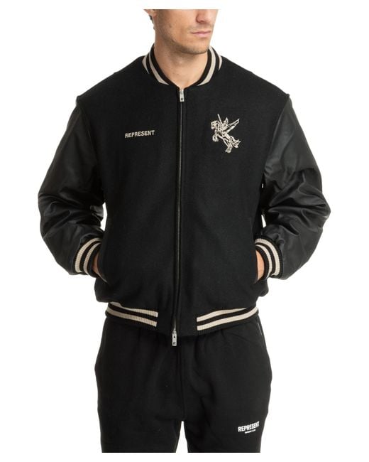 Represent Black Mascot Bomber Jacket for men