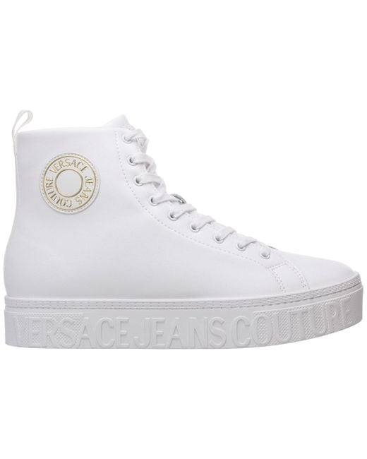 Versace Jeans Couture Men's Shoes High Top Leather Trainers Sneakers in  White for Men | Lyst Australia
