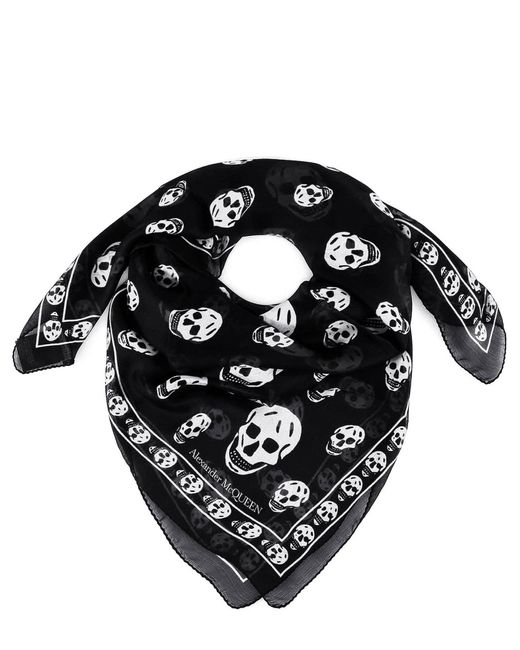 Alexander McQueen Black Skull Silk Foulard for men