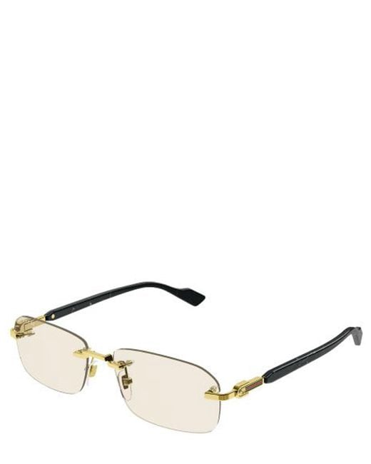 Gucci Yellow Rectangular Frame Sunglasses for men