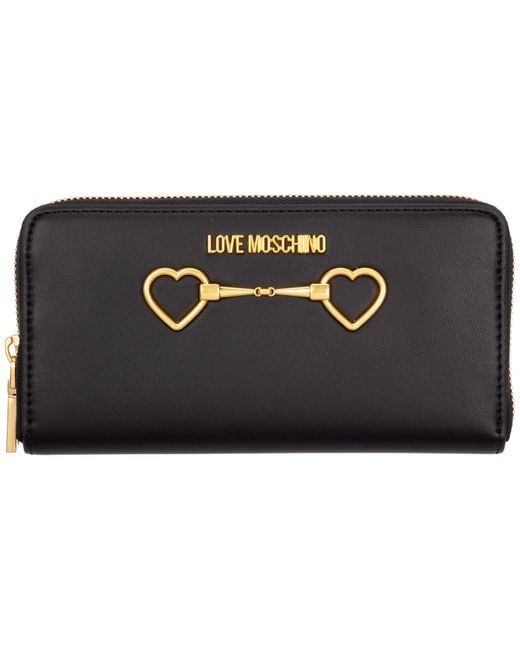 Love Moschino Wallet Coin Case Holder Purse Card Bifold Soft Heart Bit ...