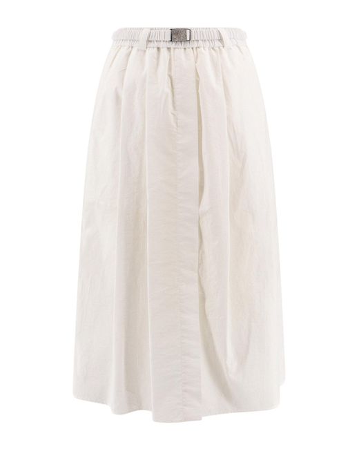 Brunello Cucinelli White Midi Skirt