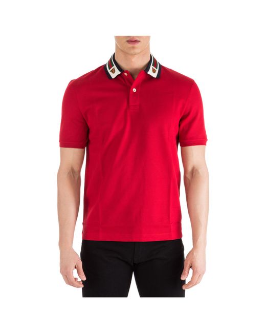 Gucci Red Web Collar Polo Shirt for men