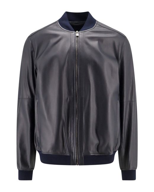 Corneliani Gray Leather Jackets for men