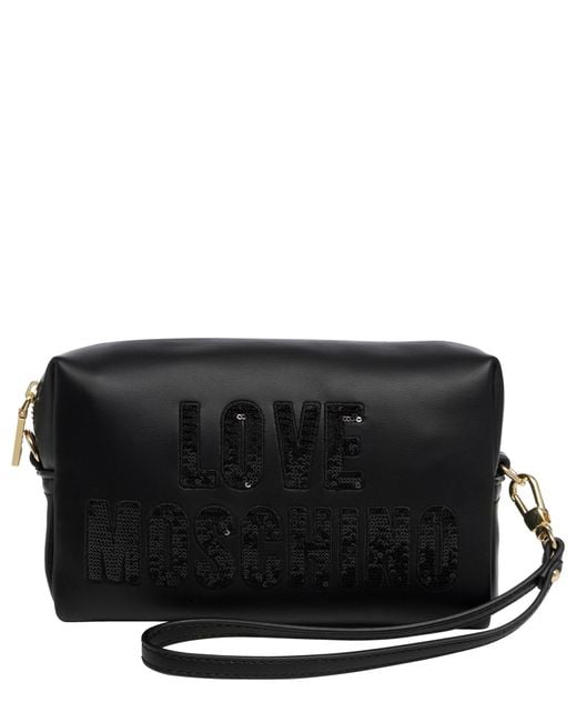 Beauty case sparkling logo di Love Moschino in Black