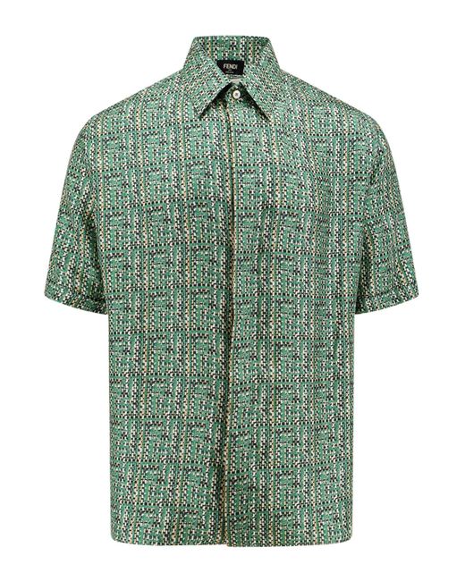 Fendi Green Short Sleeve Shirt for men