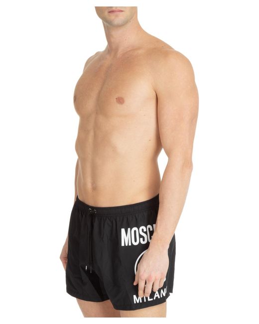 Moschino Black Double Question Mark Swim Shorts for men