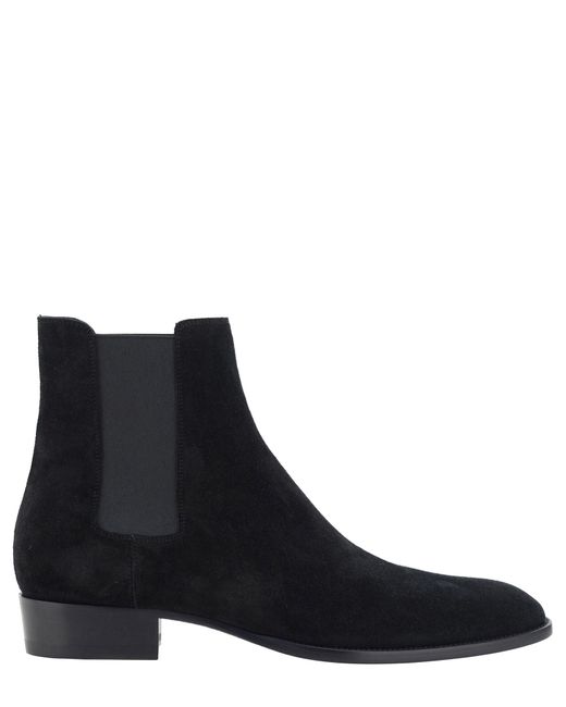 Saint Laurent Black Wyatt 30 Suede Chelsea Boots for men