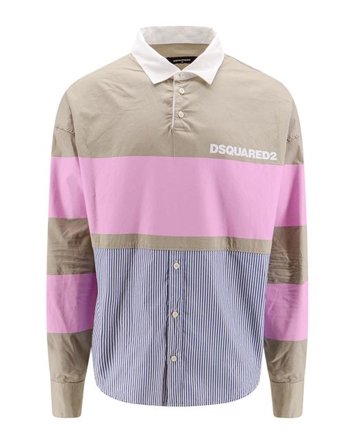 DSquared² Pink Rugby Hybrid Shirt for men