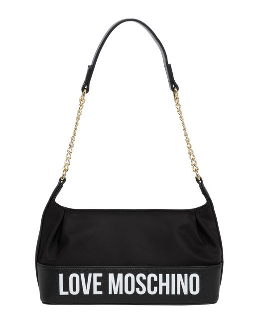 Borsa a spalla logo print di Love Moschino in Black