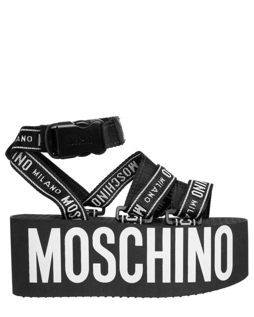 Moschino Black Logo Wedges