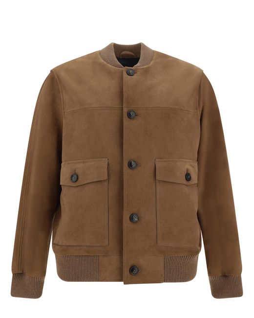 Yves Salomon Brown Leather Jackets for men