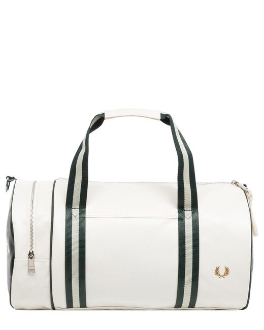Fred Perry White Barrel Gym Bag for men