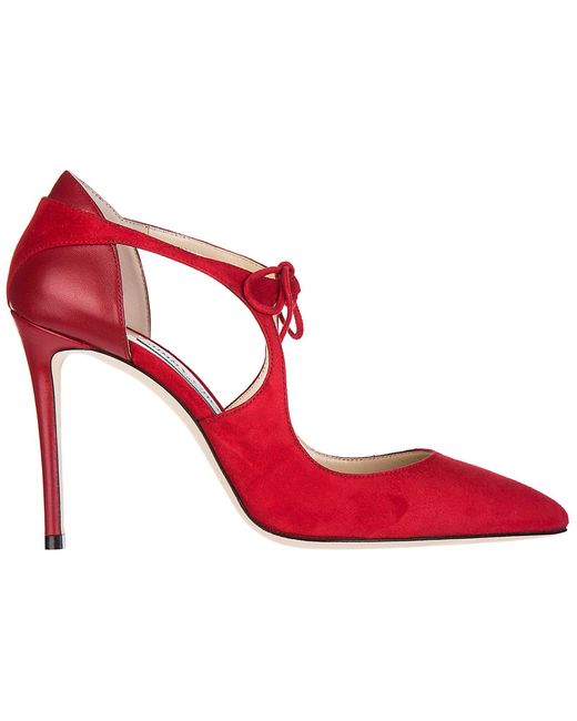 Jimmy Choo Red Women's Suede Pumps Court Shoes High Heel Vanessa