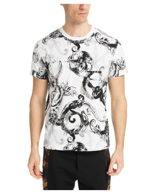 Versace White Watercolour Couture T-shirt for men