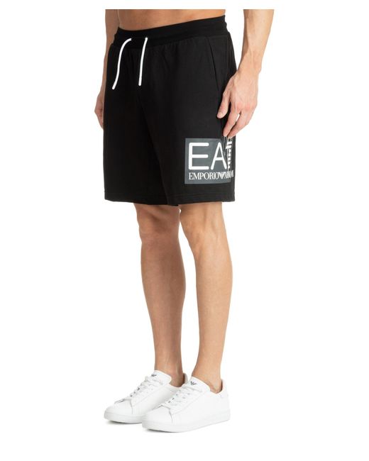 EA7 Black Visibility Track Shorts for men