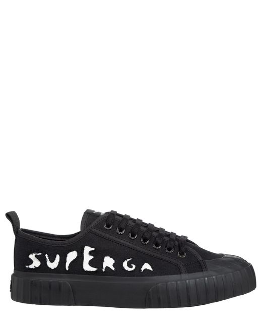 Superga Black 630 Ripped Logo Sneakers