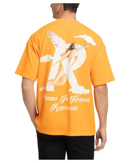 Represent Orange Storms In Heaven Cotton T-shirt for men