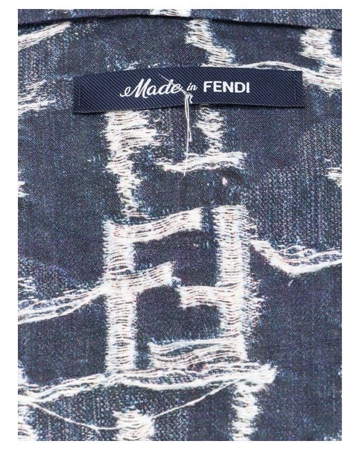 Fendi Blue Short Sleeve Shirt for men