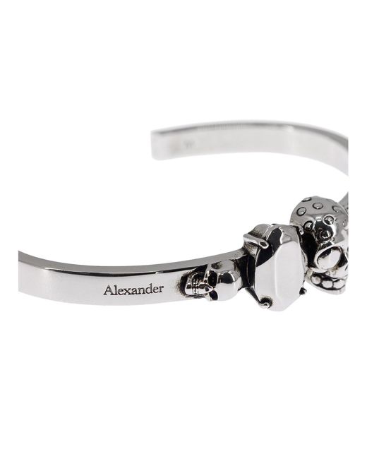 Alexander McQueen Metallic Skull Bracelet for men