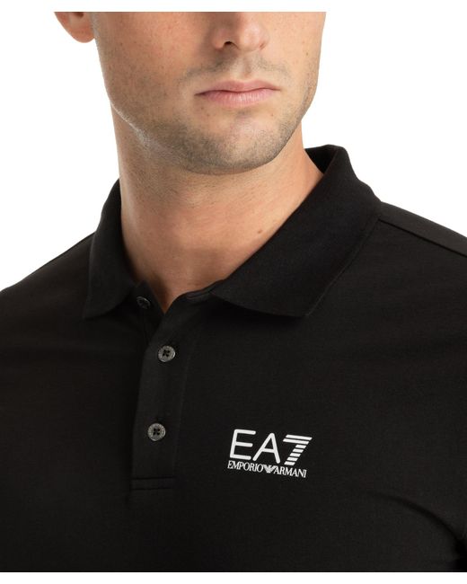 EA7 Black Visibility Polo Shirt for men