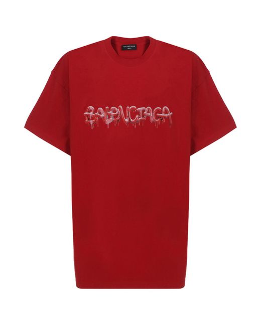 T-shirt maglia maniche corte girocollo uomo slimeBalenciaga in Cotone da  Uomo colore Rosso | Lyst
