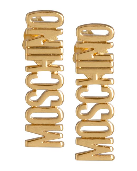 Moschino Metallic Lettering Logo Lettering Logo Earrings