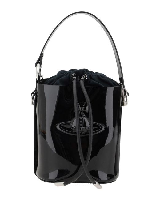 Vivienne Westwood Black Daisy Drawstring Bucket Bag