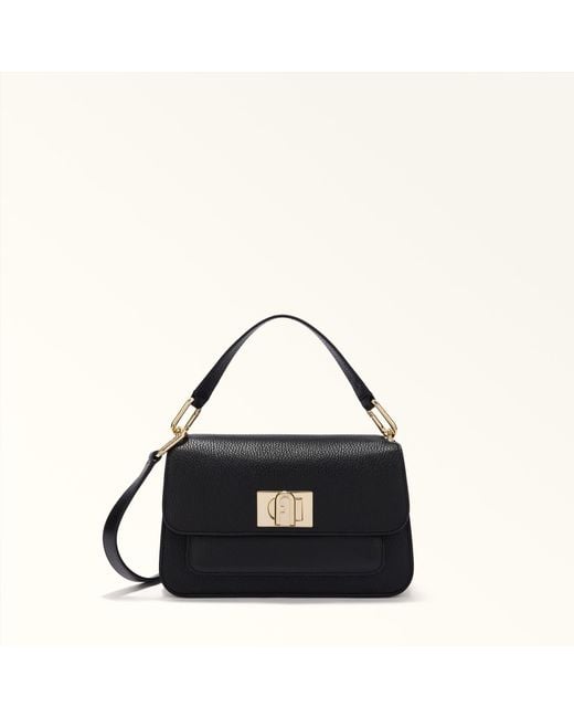 Furla Black Ella Top Handle Nero Grained Calf Leather