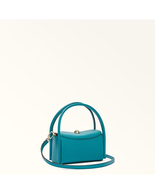 Furla Blue Nicole Boston Bag Amatore Night Calf Leather + Sidney Calf Leather