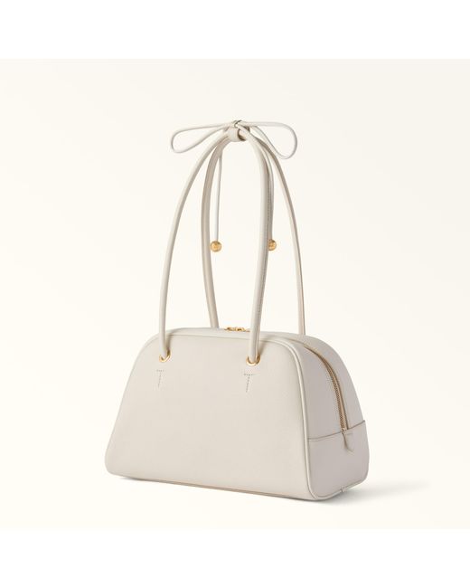 Furla Natural Poppy Dome L Panna Diamond Grained Leather + Sidney Calf Leather