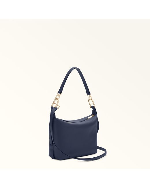 Furla Blue Tonie Shoulder Bag Mediterraneo Ares Soft Textured Leather